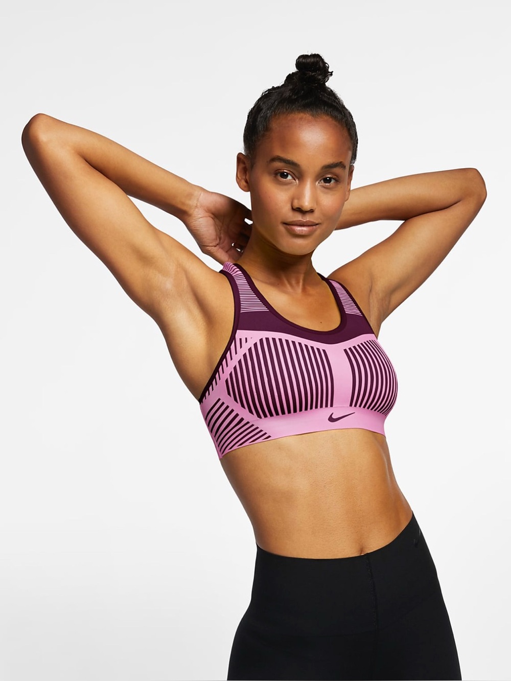 Nike Women’s FE/NOM Flyknit Sports Bra, size Small, hot pink & grey, EUC